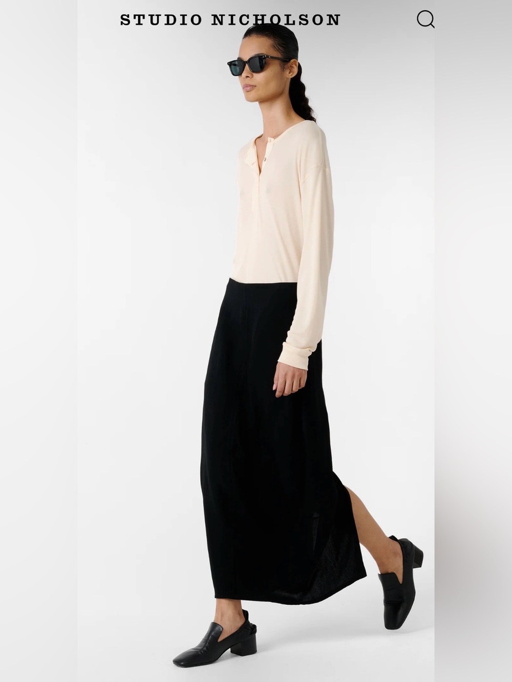 NWOT Studio Nicholson Beni Black Midi Skirt UK 6 / IT 38 | Linen-Like Twill - Picture 5 of 12